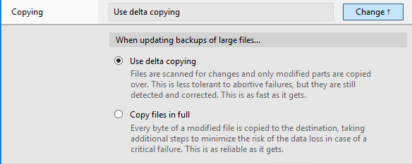 bvckup copying files to source foler