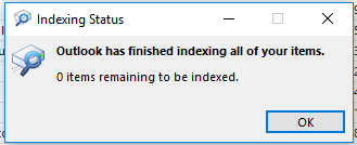 what is outlook 2016 indexing