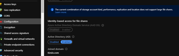 Active Directory Domain Joined Azure Storage Account