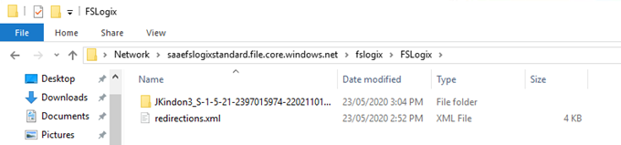 Windows Explorer view of Azure Files